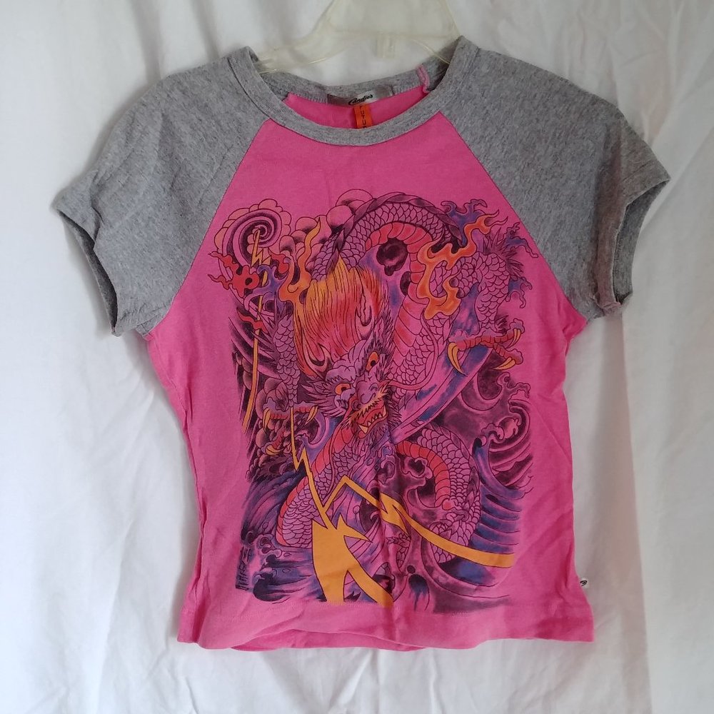 Vtg Candie's 100% Cotton Pink Dragon Tee Like New